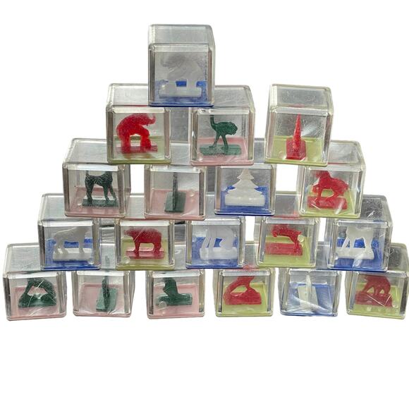 Vintage Kusan Koo Zoo Clear Plastic Blocks Animals Rattle Inside 1950s Toy READ - Picture 16 of 16